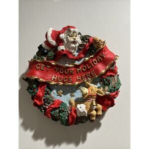 1995 WINKLE CLAUS Motion Activated Resin Hanging Wreath Christmas Holiday Songs